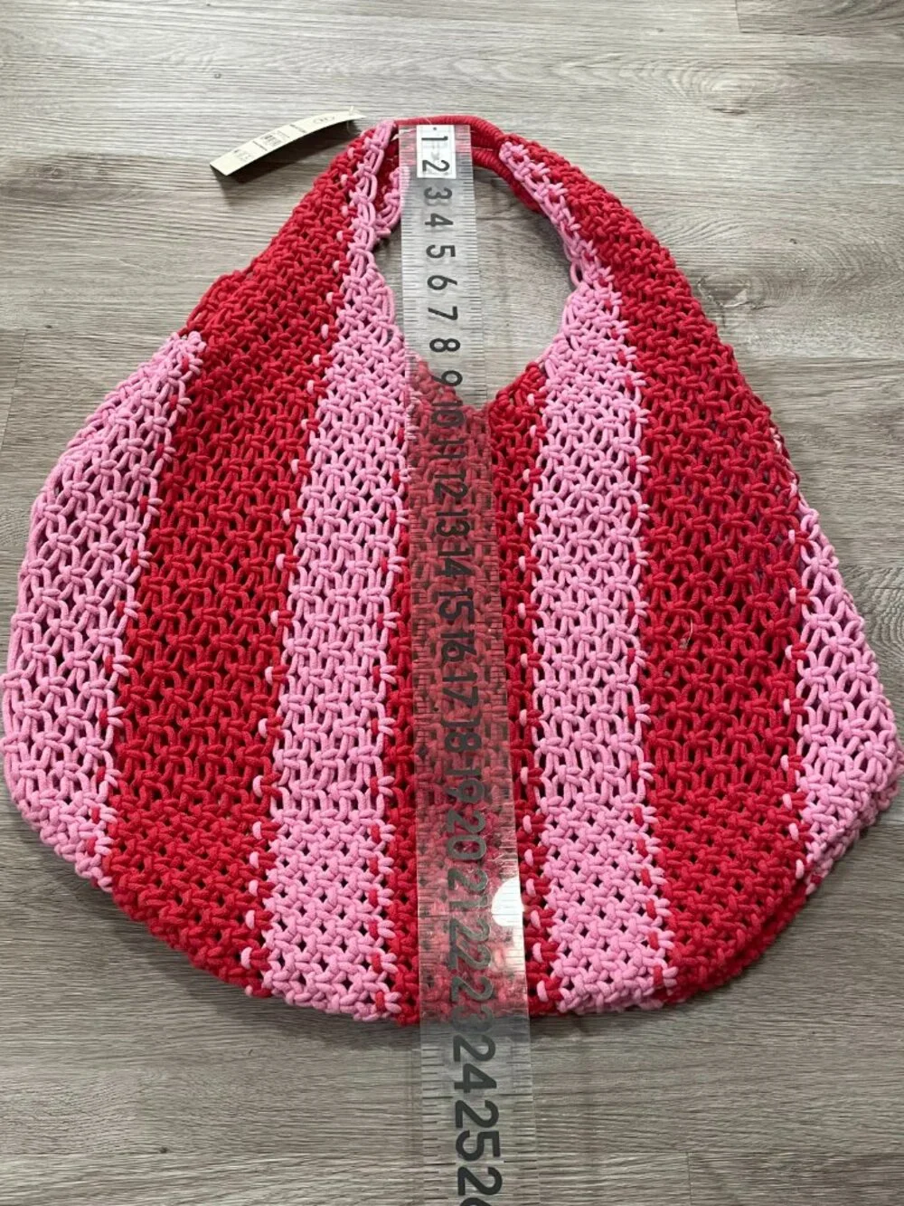 Red Pink Crochet Hobo Bag